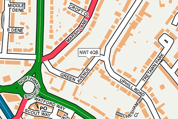 NW7 4QB map - OS OpenMap – Local (Ordnance Survey)