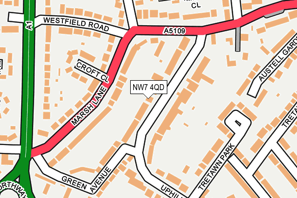 NW7 4QD map - OS OpenMap – Local (Ordnance Survey)