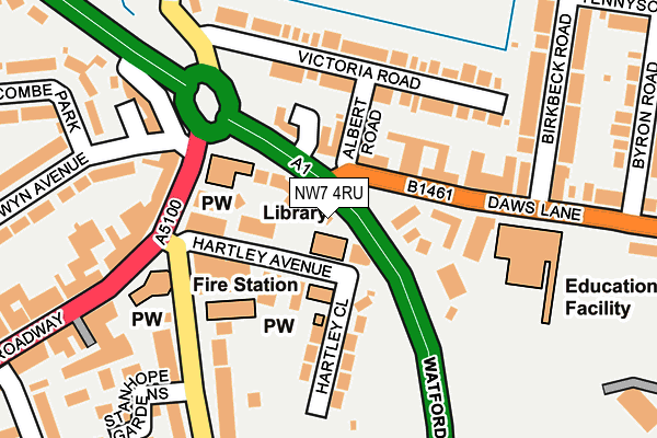 NW7 4RU map - OS OpenMap – Local (Ordnance Survey)