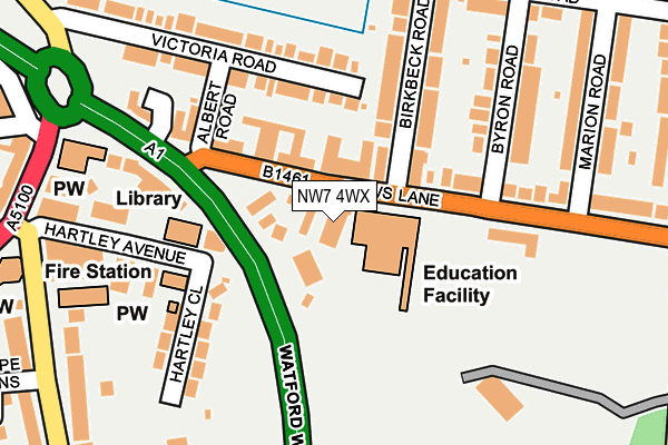 NW7 4WX map - OS OpenMap – Local (Ordnance Survey)
