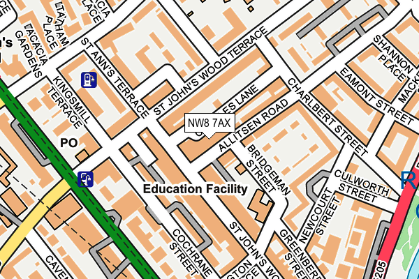NW8 7AX map - OS OpenMap – Local (Ordnance Survey)
