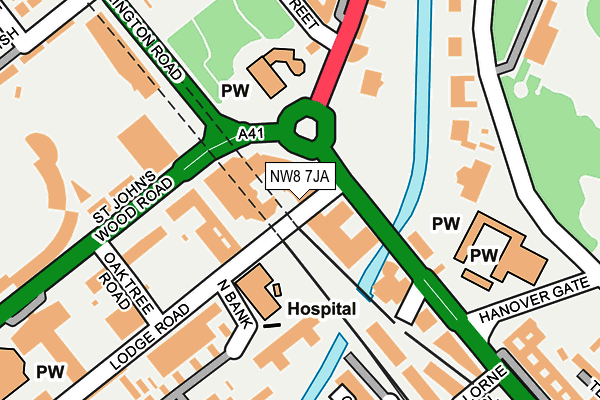 NW8 7JA map - OS OpenMap – Local (Ordnance Survey)