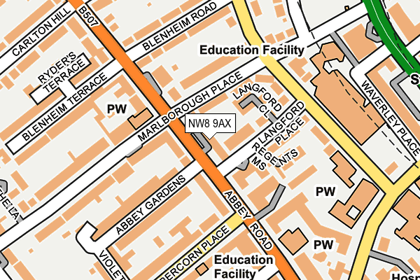 NW8 9AX map - OS OpenMap – Local (Ordnance Survey)