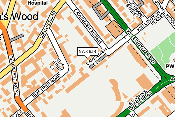 NW8 9JB map - OS OpenMap – Local (Ordnance Survey)