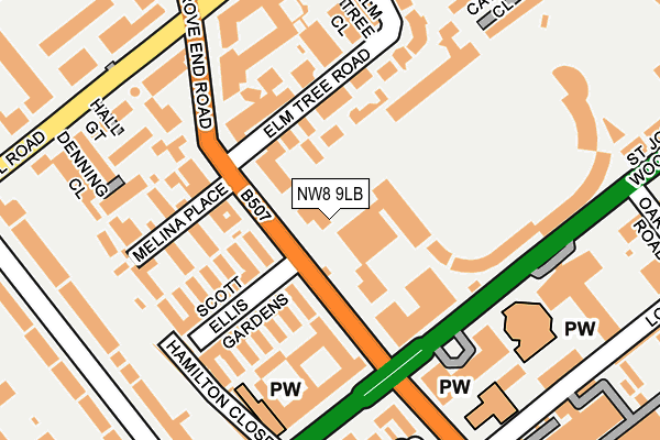 NW8 9LB map - OS OpenMap – Local (Ordnance Survey)