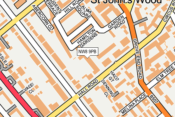 NW8 9PB map - OS OpenMap – Local (Ordnance Survey)