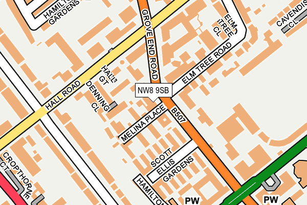NW8 9SB map - OS OpenMap – Local (Ordnance Survey)