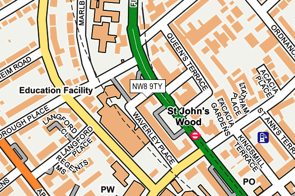 NW8 9TY map - OS OpenMap – Local (Ordnance Survey)