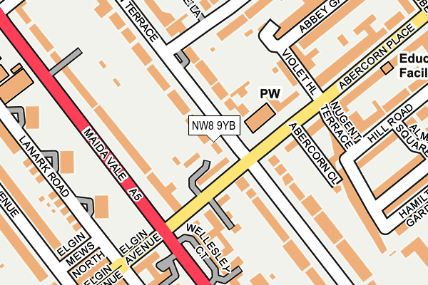 NW8 9YB map - OS OpenMap – Local (Ordnance Survey)