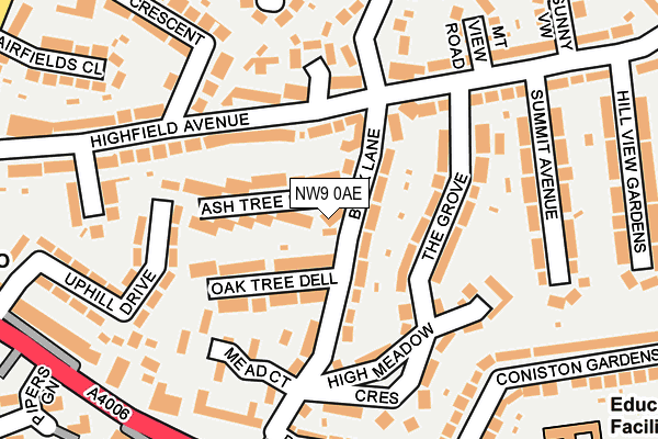 NW9 0AE map - OS OpenMap – Local (Ordnance Survey)