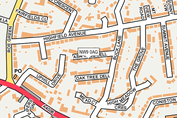NW9 0AG map - OS OpenMap – Local (Ordnance Survey)
