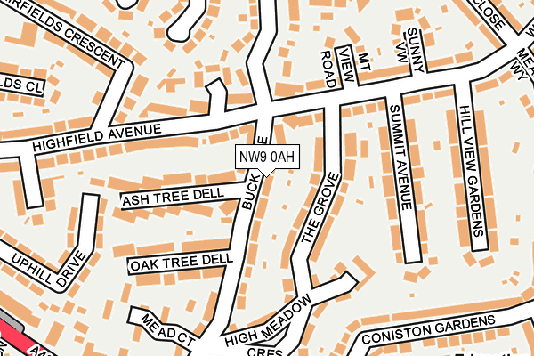 NW9 0AH map - OS OpenMap – Local (Ordnance Survey)