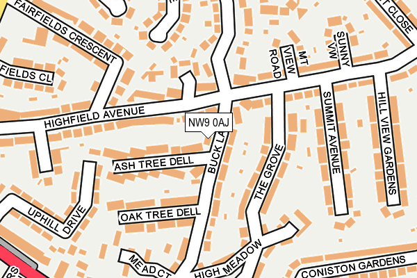 NW9 0AJ map - OS OpenMap – Local (Ordnance Survey)