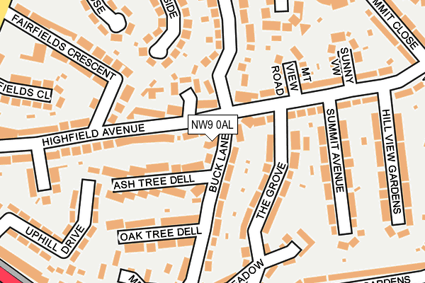 NW9 0AL map - OS OpenMap – Local (Ordnance Survey)