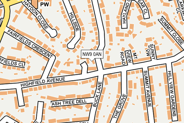 NW9 0AN map - OS OpenMap – Local (Ordnance Survey)