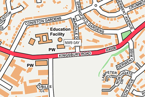 NW9 0AY map - OS OpenMap – Local (Ordnance Survey)