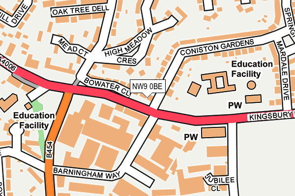 NW9 0BE map - OS OpenMap – Local (Ordnance Survey)