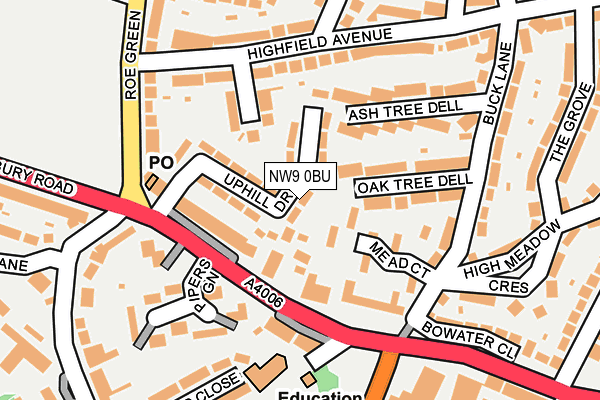 NW9 0BU map - OS OpenMap – Local (Ordnance Survey)