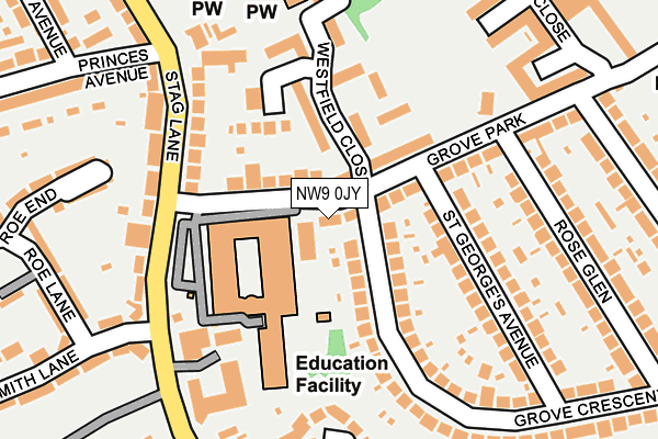 NW9 0JY map - OS OpenMap – Local (Ordnance Survey)