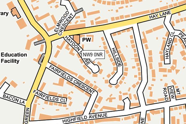 NW9 0NR map - OS OpenMap – Local (Ordnance Survey)