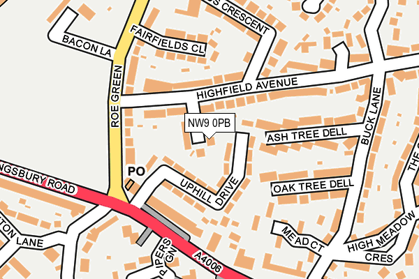 NW9 0PB map - OS OpenMap – Local (Ordnance Survey)