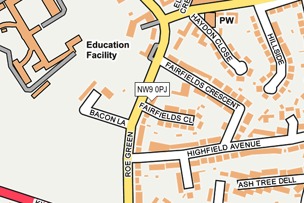NW9 0PJ map - OS OpenMap – Local (Ordnance Survey)