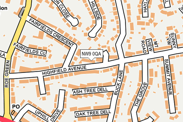 NW9 0QA map - OS OpenMap – Local (Ordnance Survey)