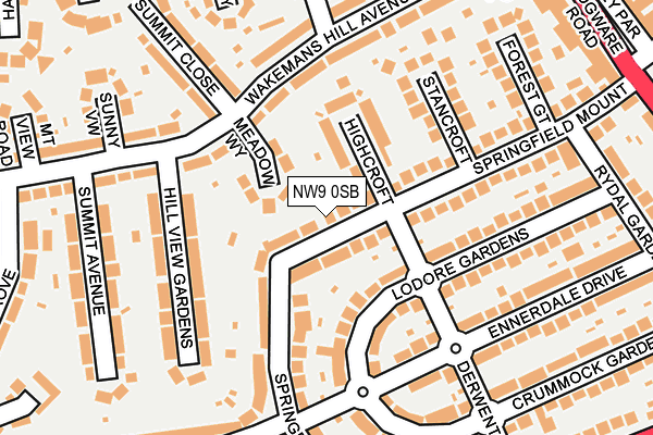 NW9 0SB map - OS OpenMap – Local (Ordnance Survey)