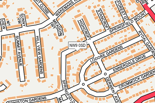 NW9 0SD map - OS OpenMap – Local (Ordnance Survey)