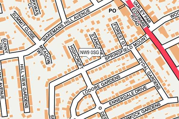 NW9 0SG map - OS OpenMap – Local (Ordnance Survey)
