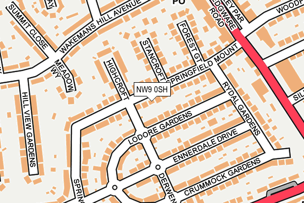 NW9 0SH map - OS OpenMap – Local (Ordnance Survey)