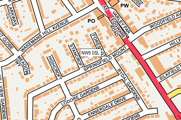 NW9 0SL map - OS OpenMap – Local (Ordnance Survey)