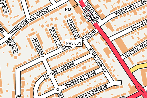 NW9 0SN map - OS OpenMap – Local (Ordnance Survey)