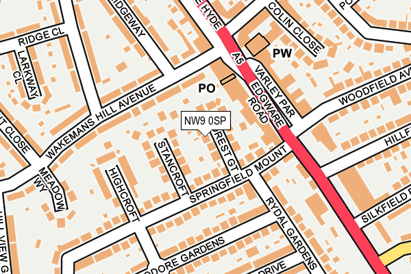 NW9 0SP map - OS OpenMap – Local (Ordnance Survey)