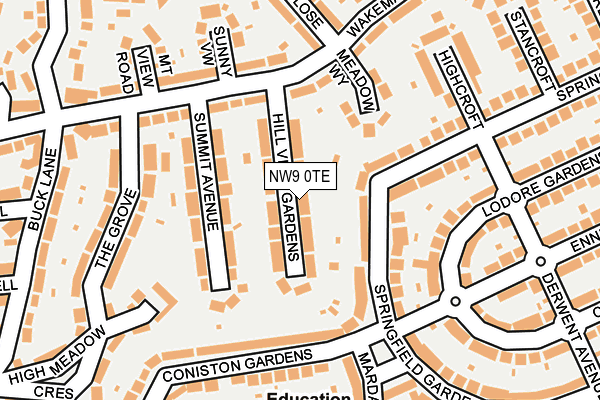 NW9 0TE map - OS OpenMap – Local (Ordnance Survey)