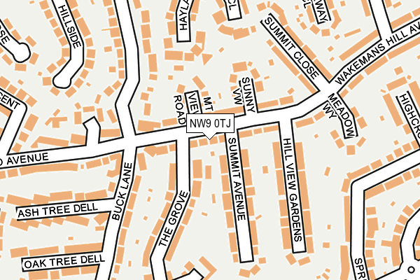 NW9 0TJ map - OS OpenMap – Local (Ordnance Survey)