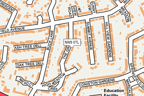 NW9 0TL map - OS OpenMap – Local (Ordnance Survey)