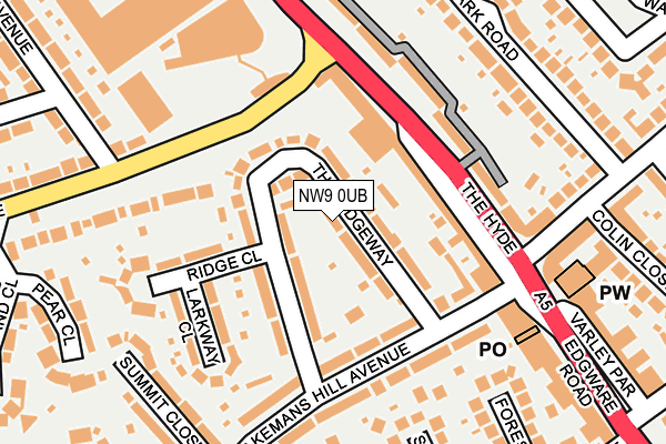 NW9 0UB map - OS OpenMap – Local (Ordnance Survey)