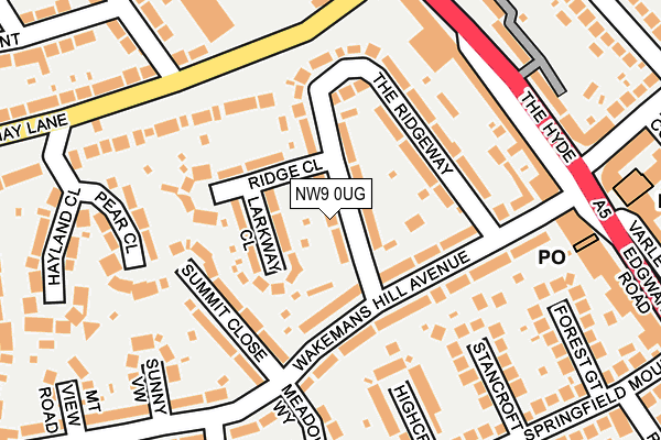 NW9 0UG map - OS OpenMap – Local (Ordnance Survey)