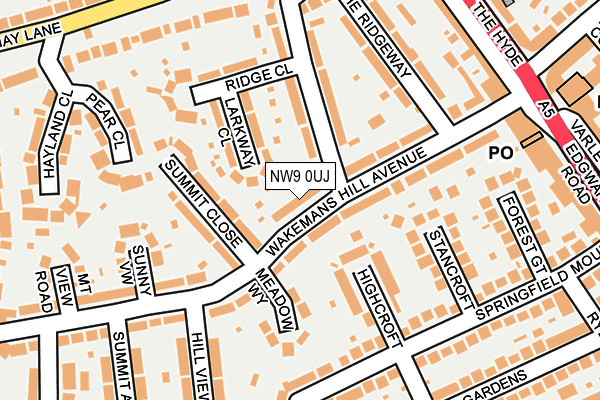 NW9 0UJ map - OS OpenMap – Local (Ordnance Survey)