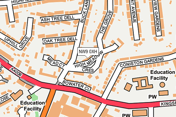 NW9 0XH map - OS OpenMap – Local (Ordnance Survey)