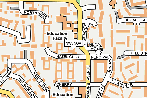 NW9 5GA map - OS OpenMap – Local (Ordnance Survey)