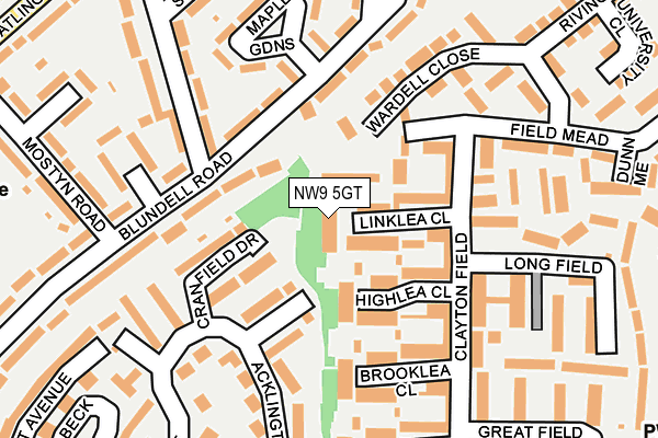 NW9 5GT map - OS OpenMap – Local (Ordnance Survey)