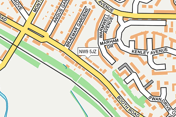 NW9 5JZ map - OS OpenMap – Local (Ordnance Survey)