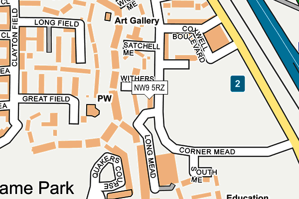 NW9 5RZ map - OS OpenMap – Local (Ordnance Survey)