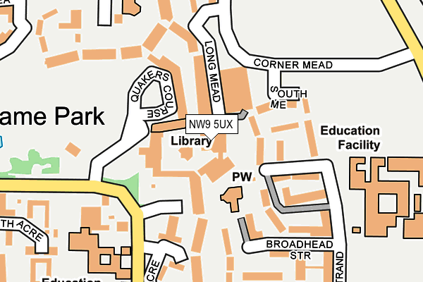 NW9 5UX map - OS OpenMap – Local (Ordnance Survey)