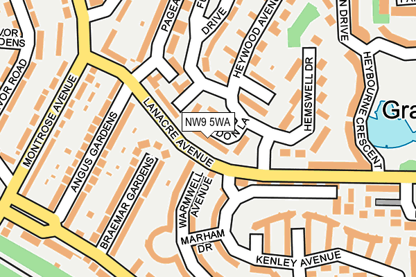 NW9 5WA map - OS OpenMap – Local (Ordnance Survey)