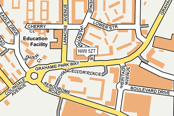 NW9 5ZT map - OS OpenMap – Local (Ordnance Survey)