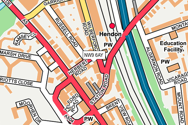NW9 6AY map - OS OpenMap – Local (Ordnance Survey)