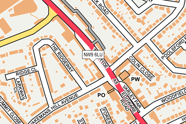 NW9 6LU map - OS OpenMap – Local (Ordnance Survey)